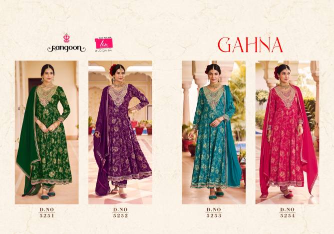 GAHNA Gahna By Rangoon Rayon Printed Anarkali Readymade Suits Wholesale Price In Surat